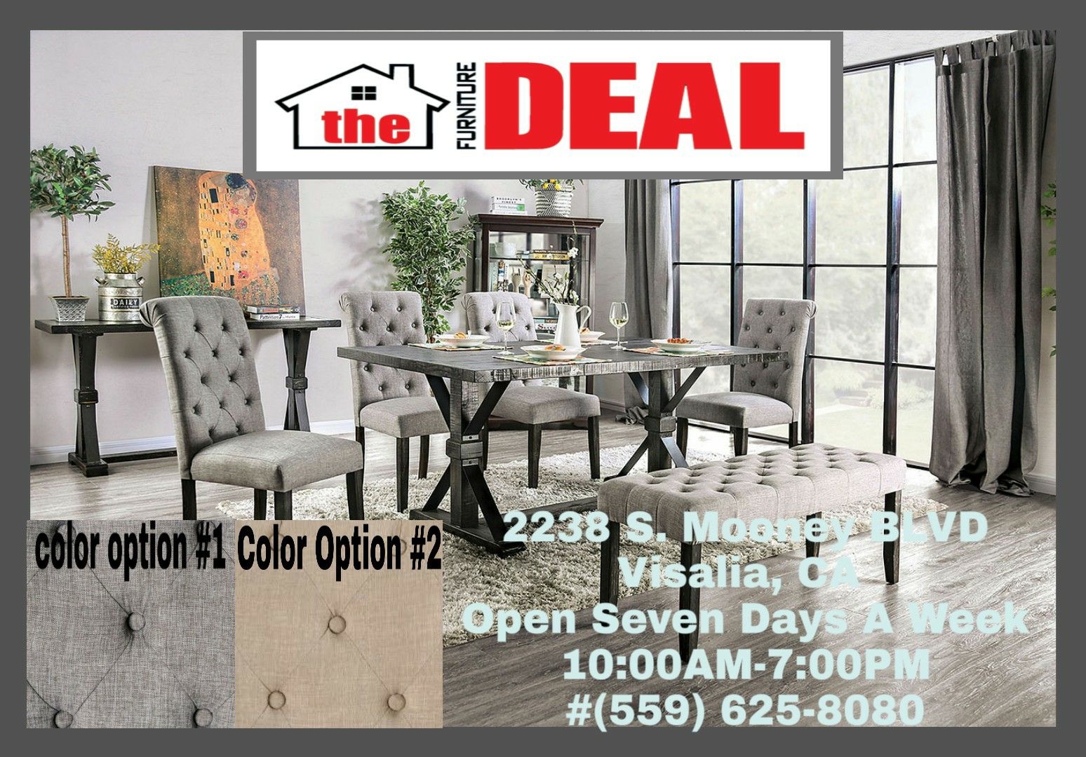 7-PC Table W/6 Chairs or Choice of Dining Bench
