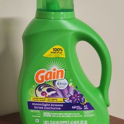 Gain Laundry Detergent Liquid with Odor Fighters, Moonlight Breeze Scent – 65 fl oz, 45 Loads