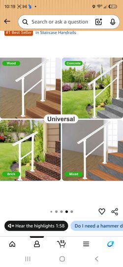 Hand Rails for Outdoor Steps,2 Step White Stair Railing Kit