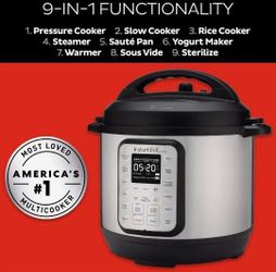 Instant Pot Duo Plus 6 Quarts, 9-in-1 Multicooker, Pressure Cooker, Slow Cook, Rice Maker, Steamer, Sauté, Yogurt, Warmer & Sterilizer
