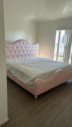 cal king bed with mattress and book shelf / desk