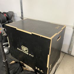 Garage Fit Wooden Plyo Box - Black Grid Grips 30 Inches 24 20 