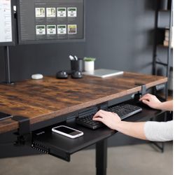 VIVO Extra Long Clamp-on Computer Keyboard and Mouse Under Desk Slider Tray, 34 x 11 inch Pull Out Platform Drawer, Black, MOUNT