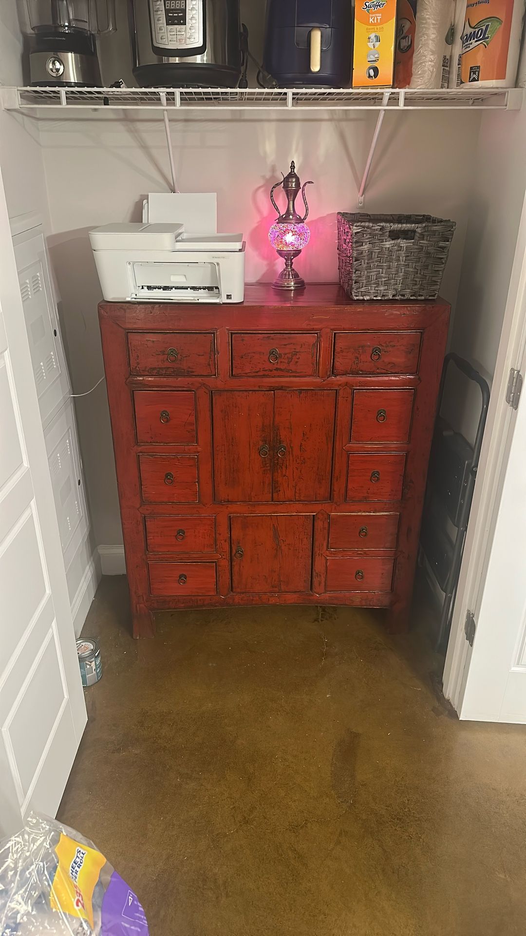 19th Century Meiji Japanese Red Cabinet