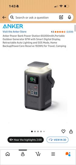anker power bank power station 60,000mAh portable, with carrying case