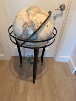 Vintage Replogle Compass Chairside Globe 22832- Vintage Sculptural Iron Stand