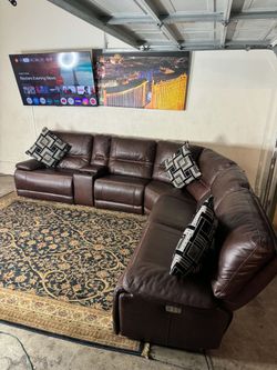🌟 "LIKE NEW" Ashley furniture brown leather electric reclining sectional couch 🛋 ( free delivery)