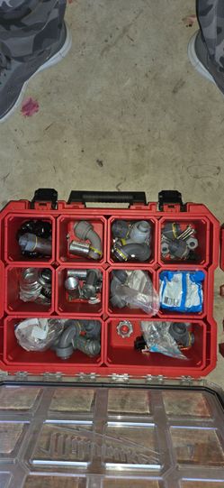 2 Milwuakee stackable boxes for material