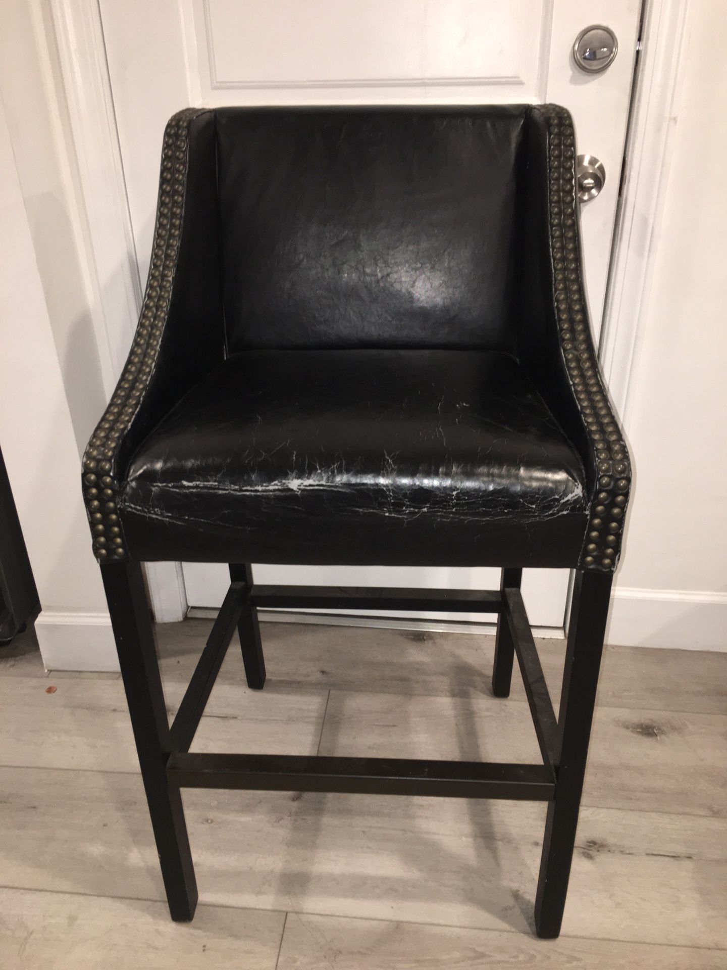 Vintage leather bar stool 17x17x40 