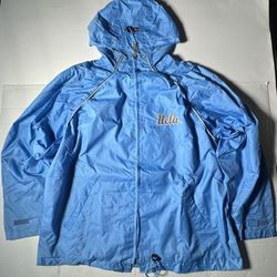 Pre Owned Good  UCLA Bruins  Colosseum Sportswear Windbreaker Jacket Hoodie Full Zip Mesh Lined Embroidered  Light Blue  Men  Size XL