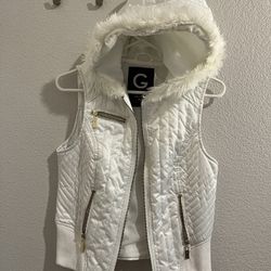White puffer vest from Guess