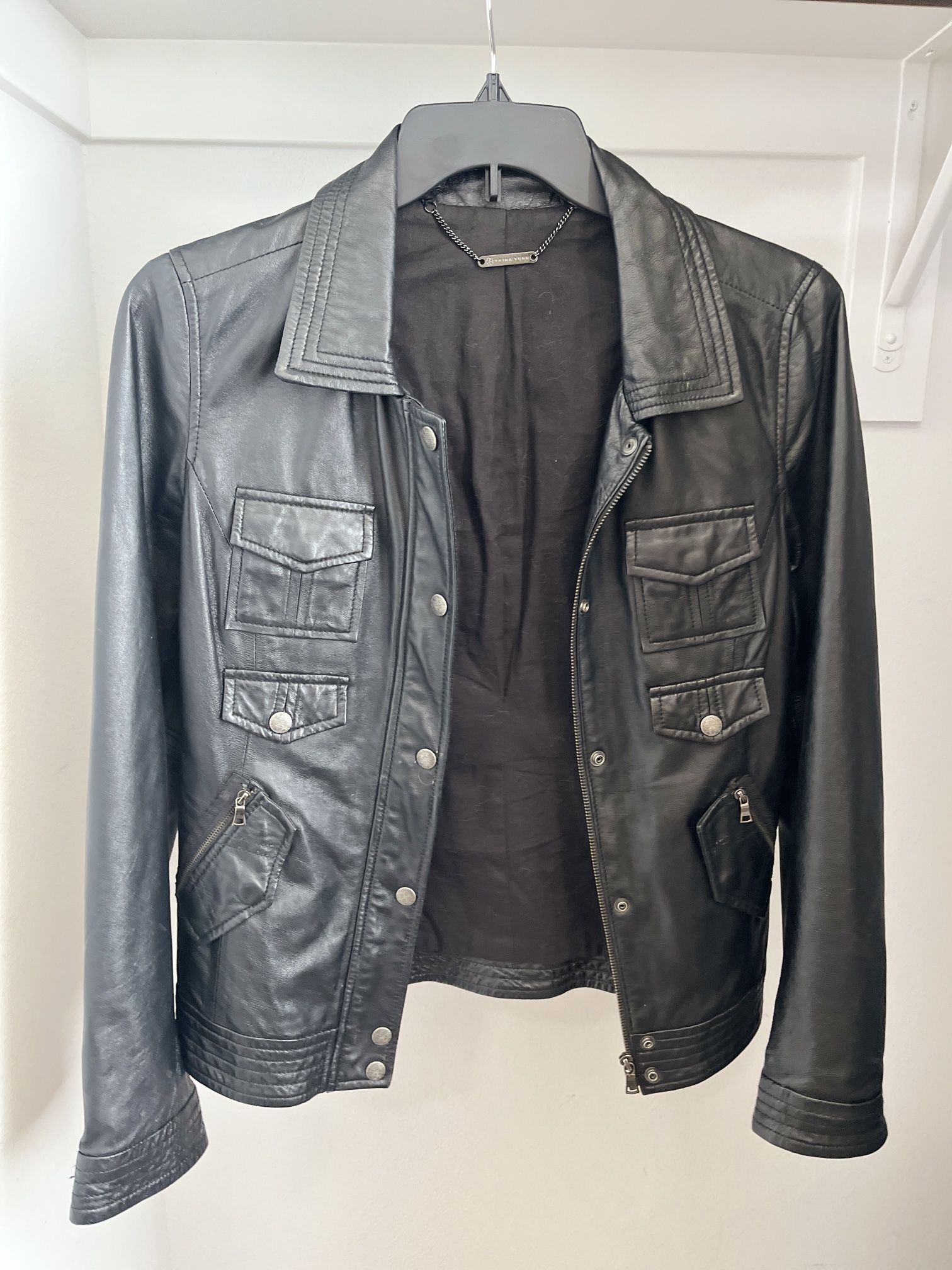 Black Leather Trina Turk Jacket