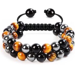 Beaded Boho Obsidian Bracelet
