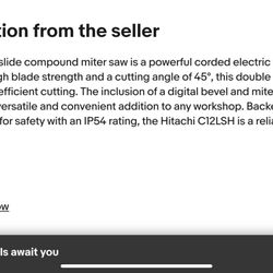 Miter Saw Hitachi 12” 