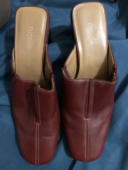 Nicole Red Leather Mules Size 8