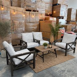 Assembled 5PC Heavy Duty Metal Patio Furniture Set 