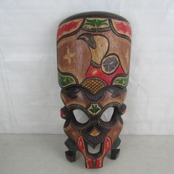 African Hand Carved Vintage Wooden Tribal Mask Wall Decor 16" Tall


