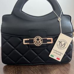 Valentino Orlandi Top Handle Crossbody Bag Black vegan leather – NWT