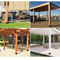 6X 6 Post Base 3 PCS,Inner Size 5.6 inch x5.6 inch Deck Post Base, Heavy Duty Metal Black Powder Co
