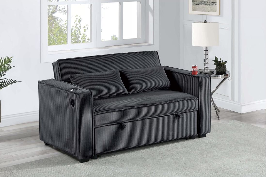 Black Corduroy Sofa Bed 