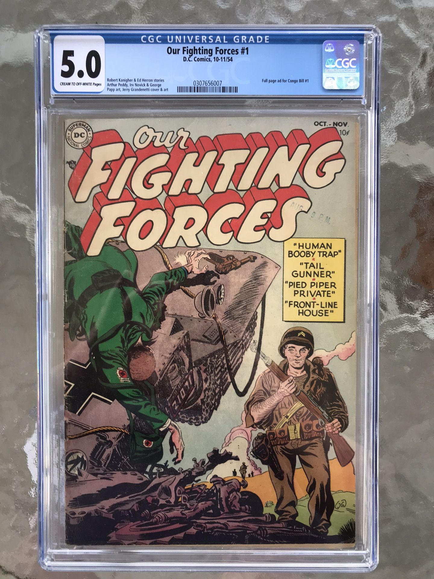 Our Fighting Forces #1 (1954) CGC 5.0 — Full Page Ad For Congo Bill #1