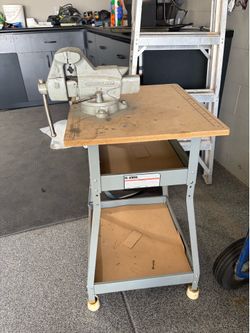 Craftsman bench vise on a table