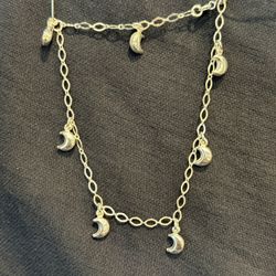 Sterling Silver Moon Bell Anklet Italy New