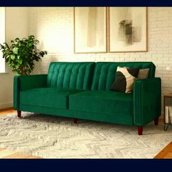 Velvet Emerald Green Sofa/Sleeper