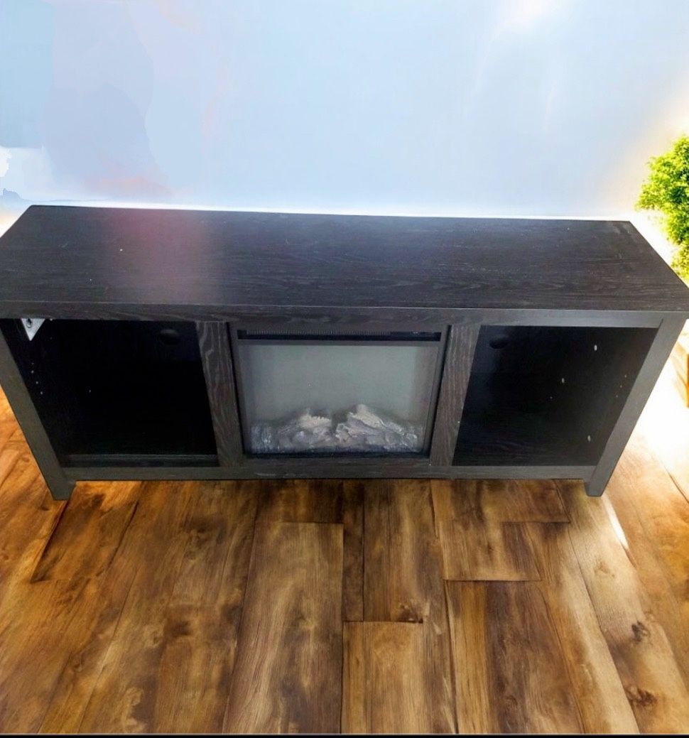 New Black 58” Electric Fireplace TV Stand Storage Console 