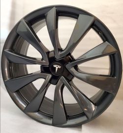 Set 4 OEM 19" Tesla Model 3 Carbon Grey Wheels Rims