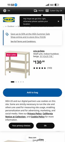 x2 IKEA SHELF UNIT BEIGE KOLBJORN