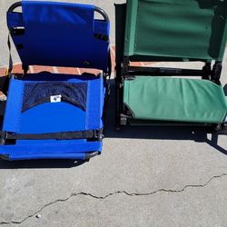 2 Folding Stadium Seats / Bleacher Chairs With Back Support