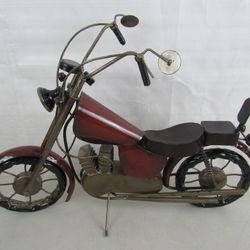 Vintage Retro Style Steel Metal Burgundy Chopper Motorcycle Model 19"

