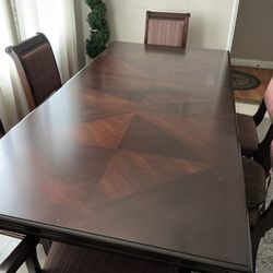 Dining Table All Wood With 6 Chair Brown finish