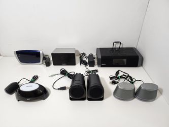iHome iPhone Dual Charging Stereo FM Alarm, Equity Blue & SXE Digital Alarm Clock, Satechi & Altec Computer Speakers