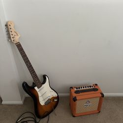 Strat Electric Guitar & Orange Amp