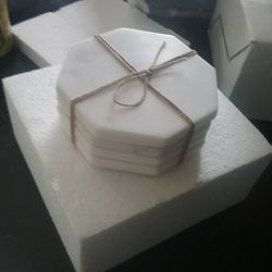 White Pearl Marble Coasters