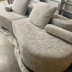 (FREE DELIVERY)103”42” BRAND NEW- Deep Grey Curved Couch Deep Grey with 82” Olive Tree