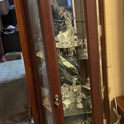 2 wooden And Glass Display Curio Cabinets