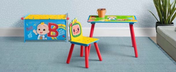 Chair and table and toy box