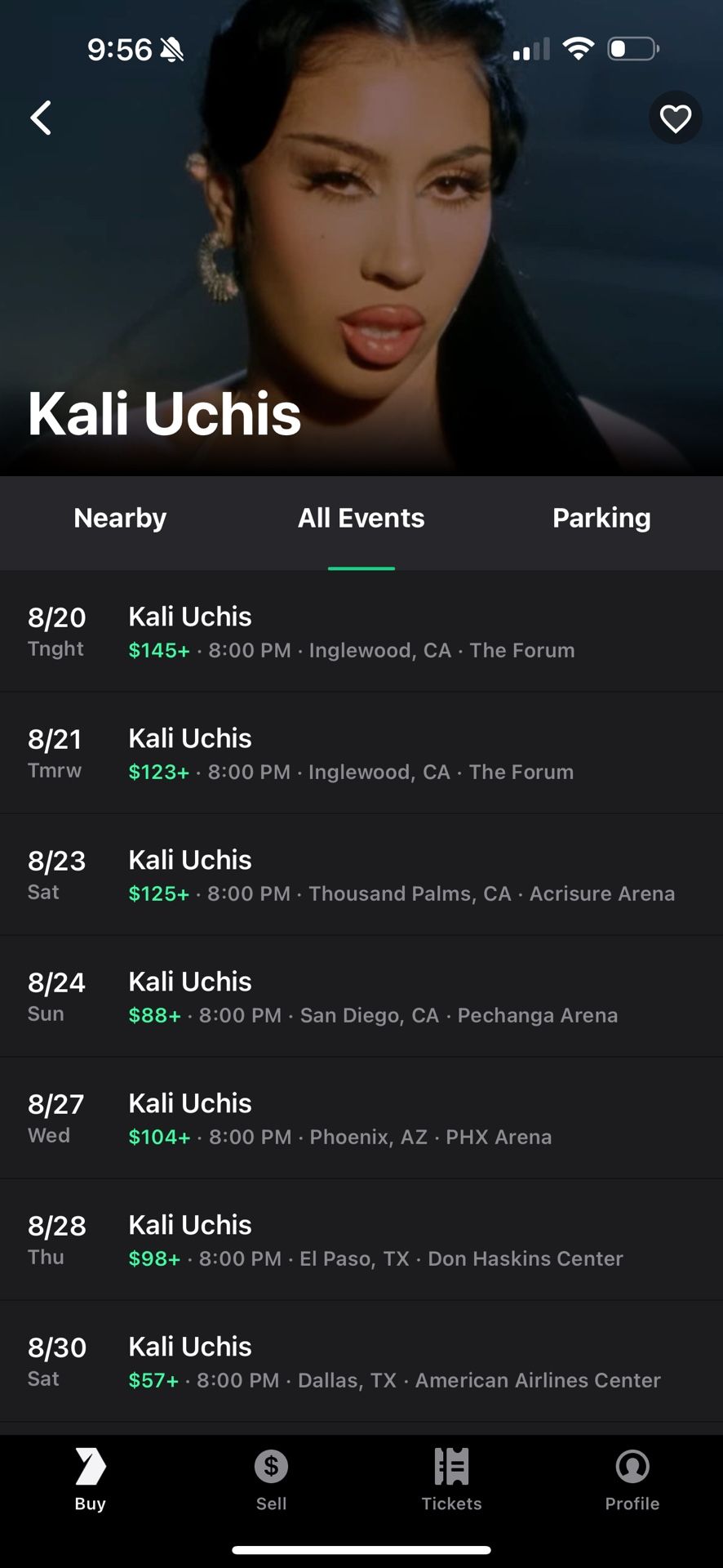 Kali Uchis Parking Tickets For Forum Tonight And Any Other Day