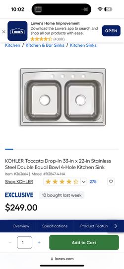 Kohler Kitchen Sink New