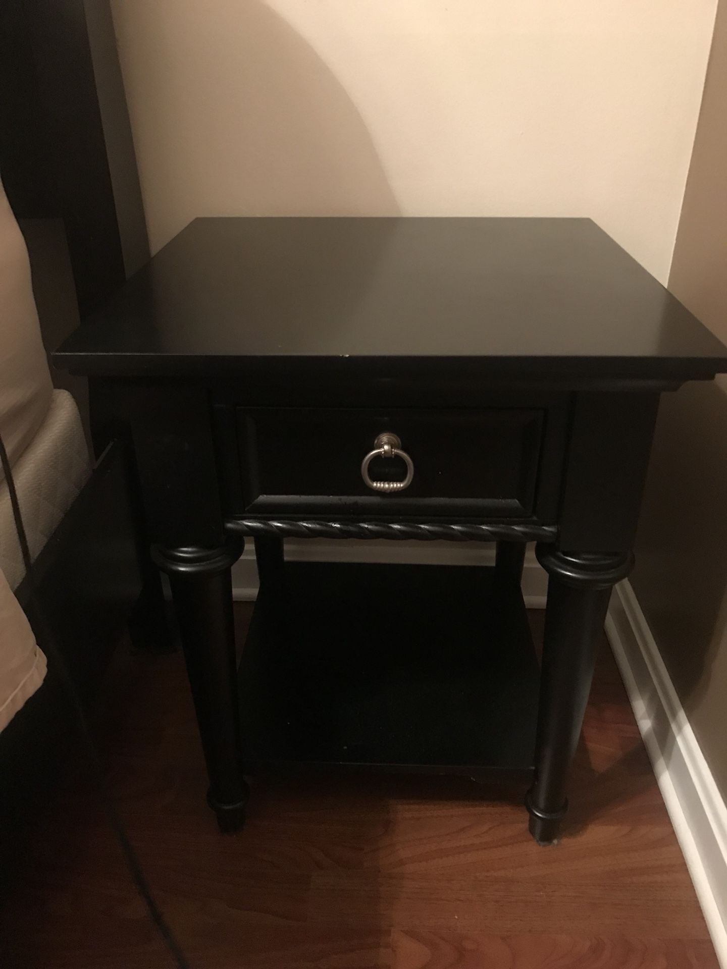 Black Wooden End Table