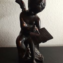GORGEOUS Antique Circa 1920 Victorian 9" Cherub Angel Cast Bronze Sculpture.