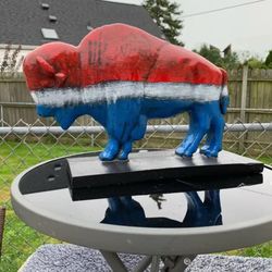 The Old Blue Buffalo Statue