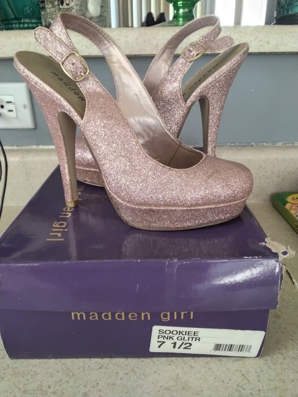 Women's Heels Pink Glitter Size 7.5