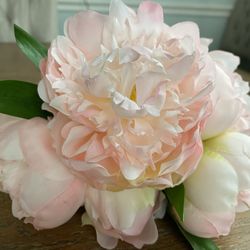 Pink Cream-colored Artificial Peony Bouquet 10"