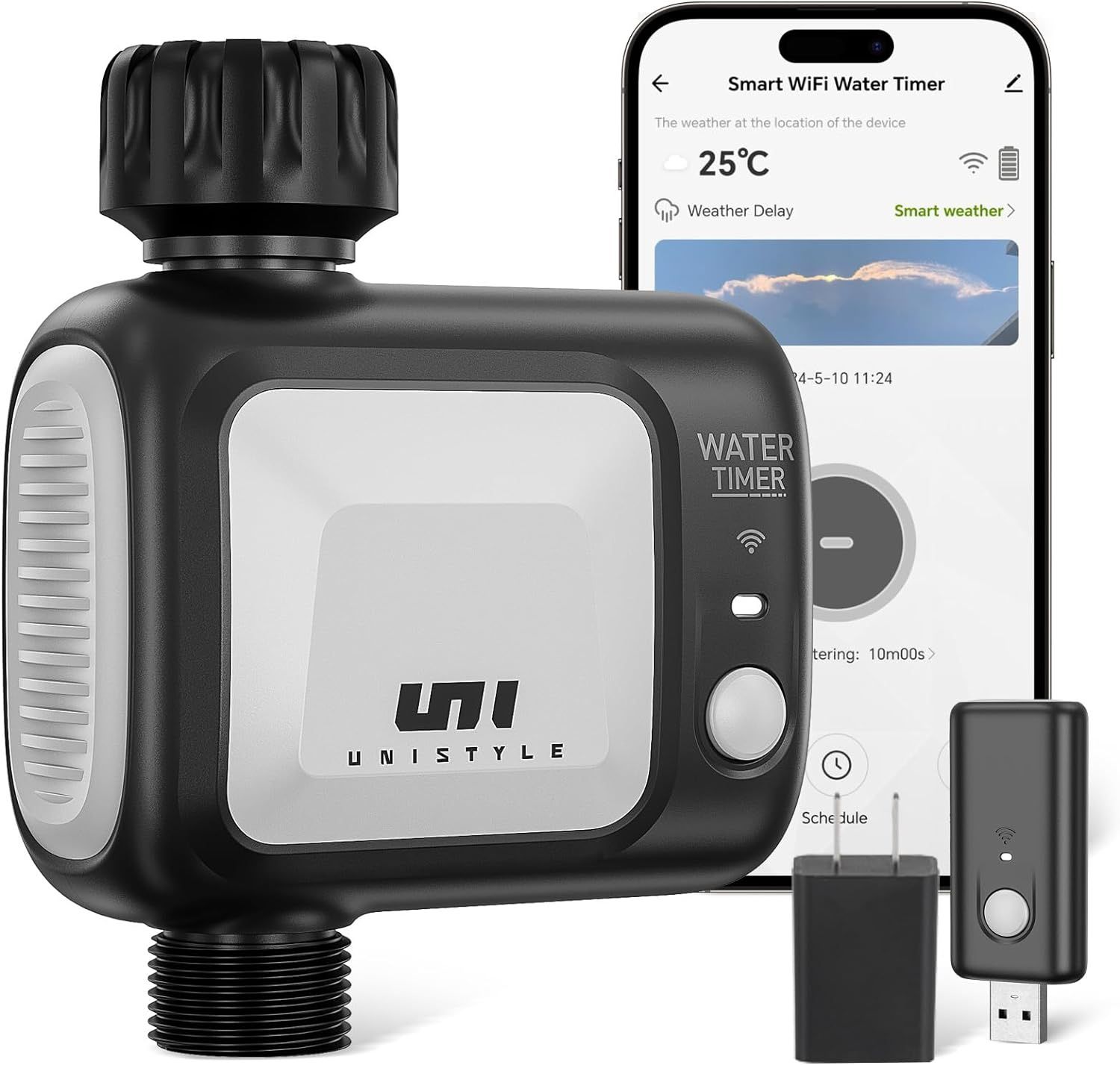 Wifi Sprinkler Timer, Unistyle Programmable; can stop garden irrigation on rainy days based on local weather forecasts