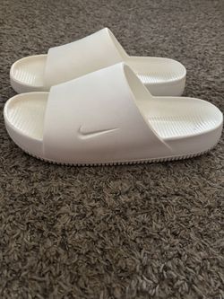 White Nike Calm Slides Size 12