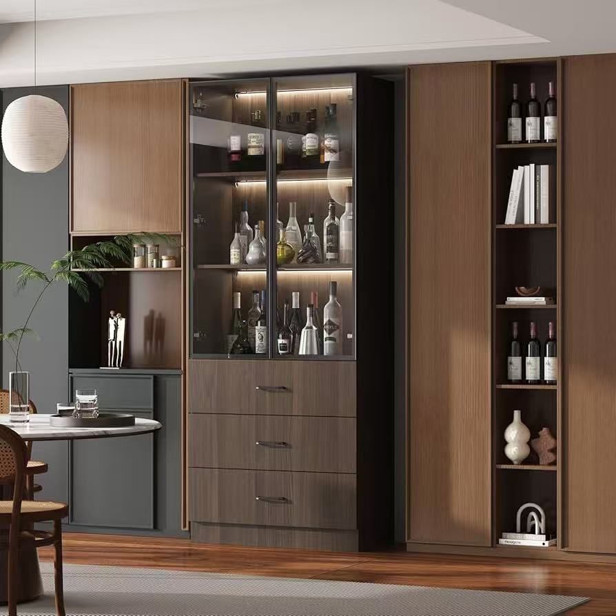 Display Cabinet with Glass Doors and Lights